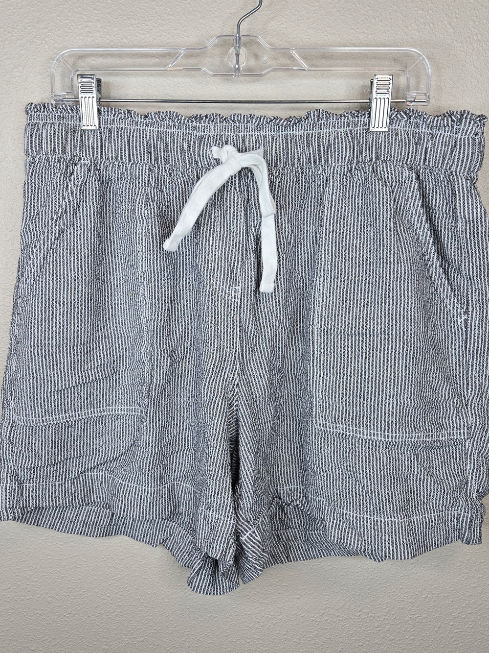 Lane Bryant Linen Black and White Striped High-Waist Shorts Size 14 16